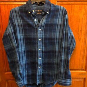 Women's Ralph Lauren Blue Plaid Long sleeved flannel Shirt size SP